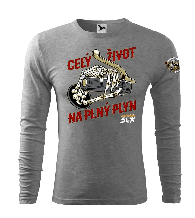 Mototričko s dlhým rukávom Celý život na plný plyn - Skull