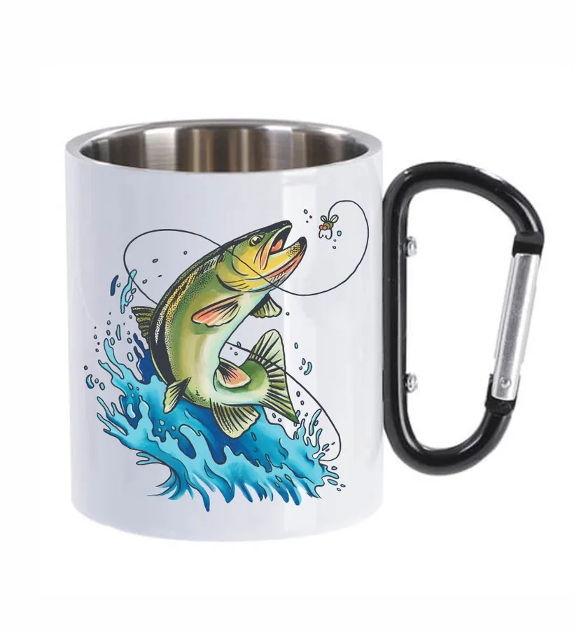Kovový hrnček biely Fish