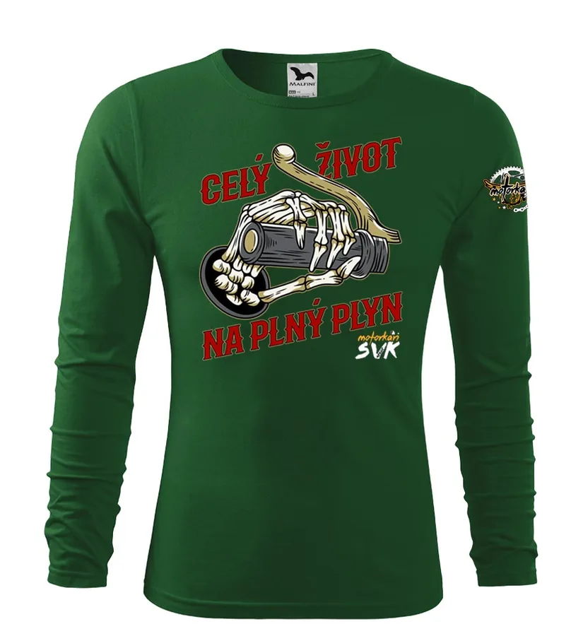 Mototričko s dlhým rukávom Celý život na plný plyn - Skull