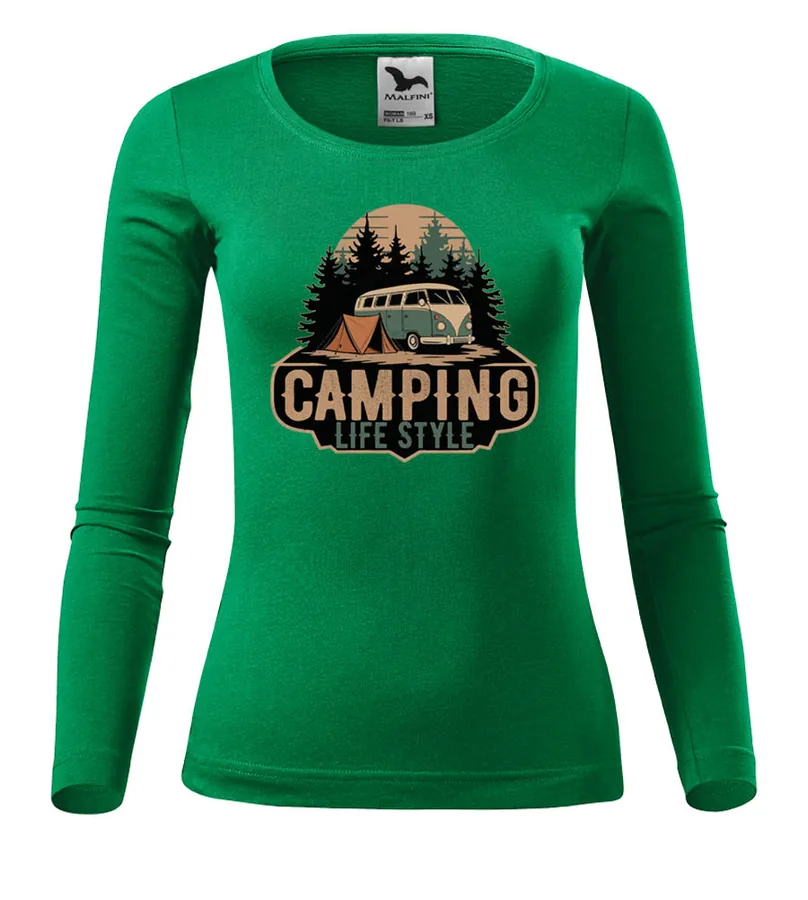 Dámske tričko s dlhým rukávom Camping life style