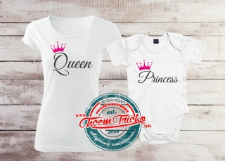 Tričká Queen, Princess M + 6/12m, biele