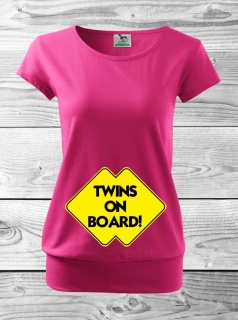 Tehotenské tričko s nápisom Twins on board